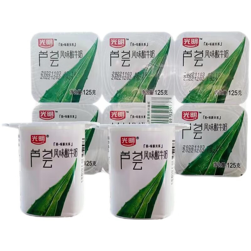 光明芦荟酸奶芦荟果粒风味发酵乳125g六连杯装 4组24杯装