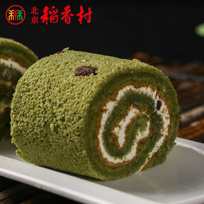 北京稻香村 糕点点心抹茶红豆蛋糕两块特产散装真空