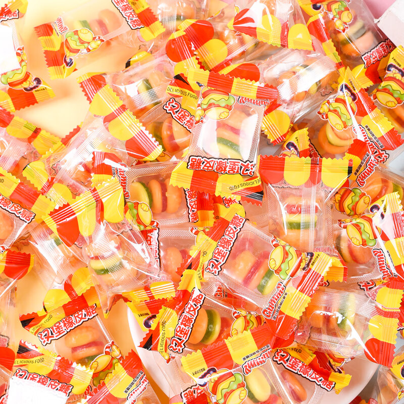 零趣汉堡橡皮软糖散装qq糖混合水果喜糖果儿童小零食品过年货 汉堡糖