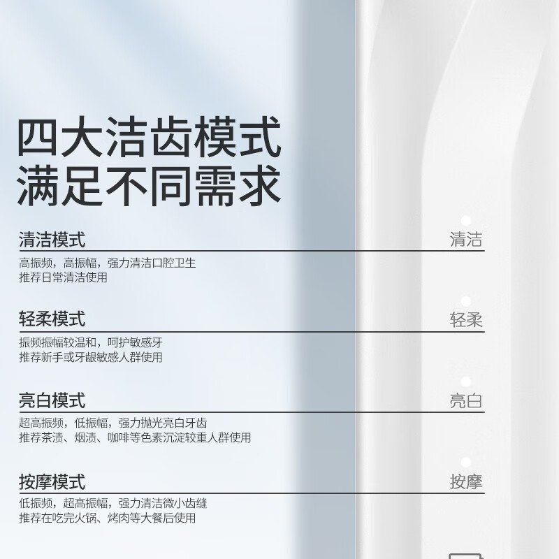 博皓(prooral)电动牙刷成人 声波震动 智能净白牙刷 象牙白