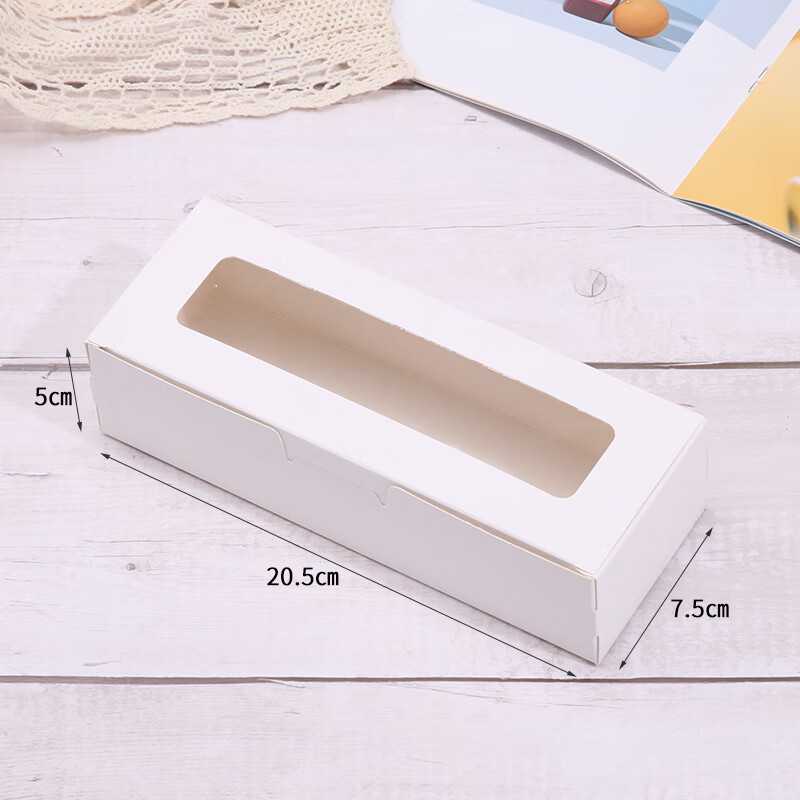 长形翻盖式开窗透明马卡龙包装盒烘焙糕点饼干西点甜品打包盒纸盒