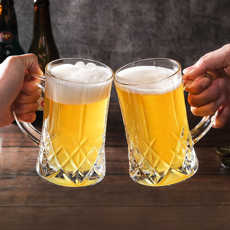 rob捷克进口水晶玻璃啤酒杯创意网红加厚扎啤杯大容量带把精酿啤酒杯