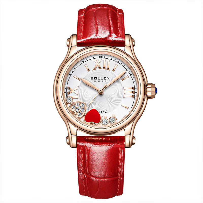 sollen瑞士名表浪情江诗气质女表怦然心动石英女士皮带款手表丹顿 456