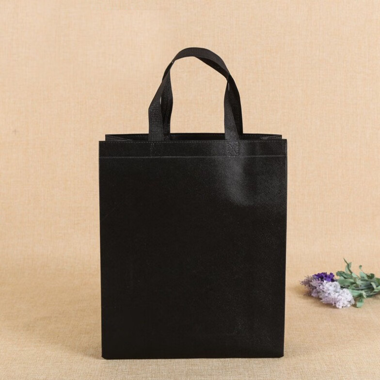 靠森无纺布袋子定做手提袋logo定制覆膜袋购物空白袋现货印字 黑色 竖