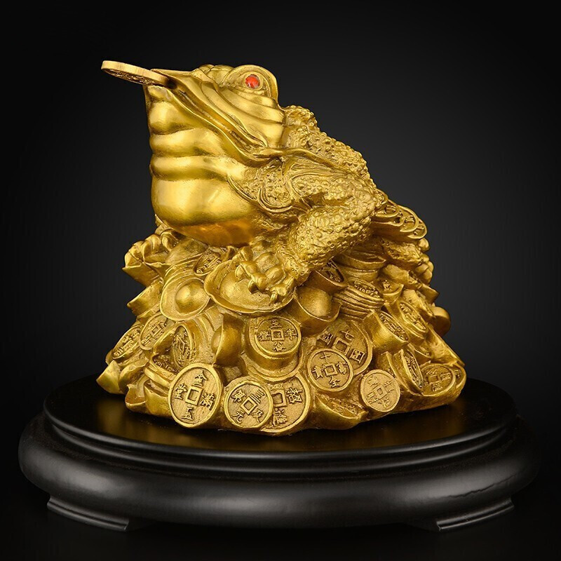 黑枫黄铜金蟾蜍招财摆件三足三脚金蝉大号收银台办公公司店铺开业礼品