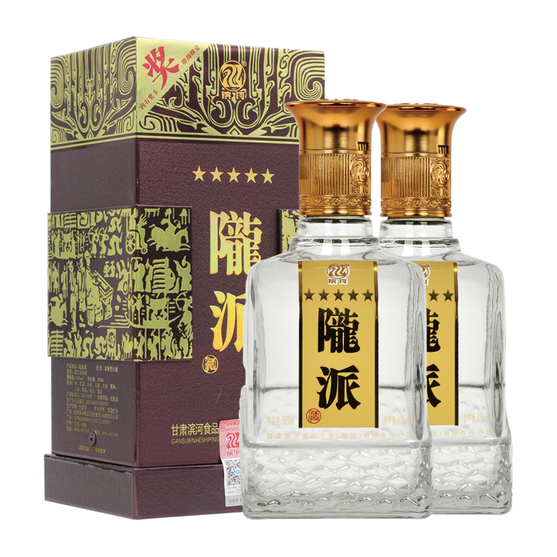 滨河甘肃滨河酒 陇派五星浓香型白酒礼盒装 42度 500ml 2瓶