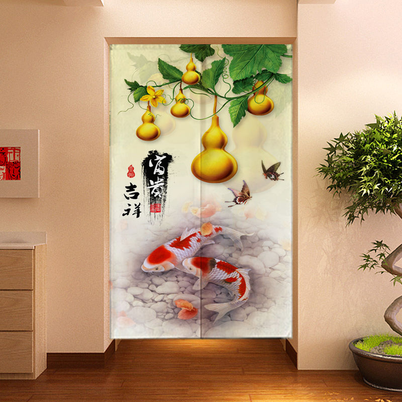 定制中式半截厨房门帘隔断帘家用卧室卫生间厕所遮挡帘半帘挂布布艺