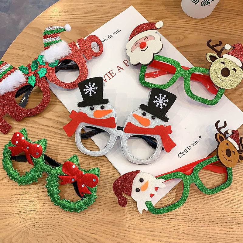 喜盼 圣诞节装饰品成人儿童通用玩具圣诞老人雪人鹿角圣诞装饰眼镜 （款式随机） 2个装