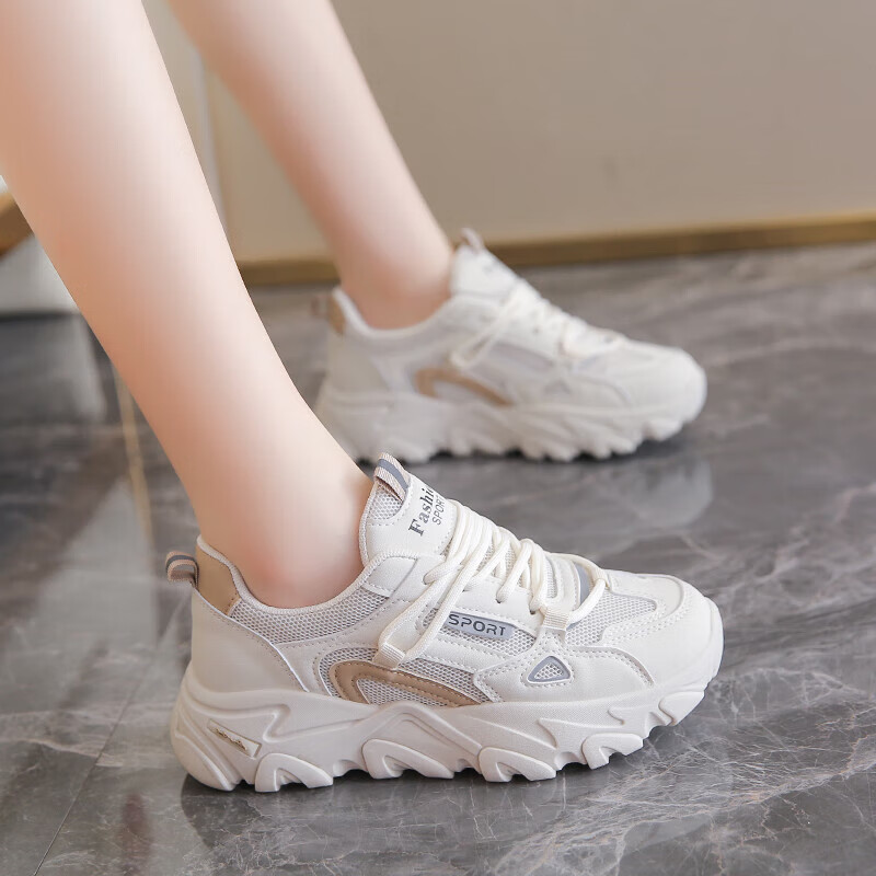 乔箐33码小码女鞋网面鞋老爹鞋鞋子2024春季新款网面透气软底运动跑步