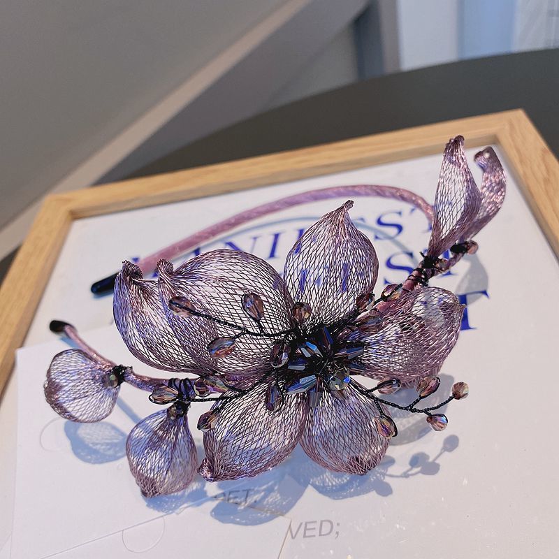 美芙仁铜丝轻奢复古手工编织花朵发箍感优雅头箍韩国发饰头花发卡七夕