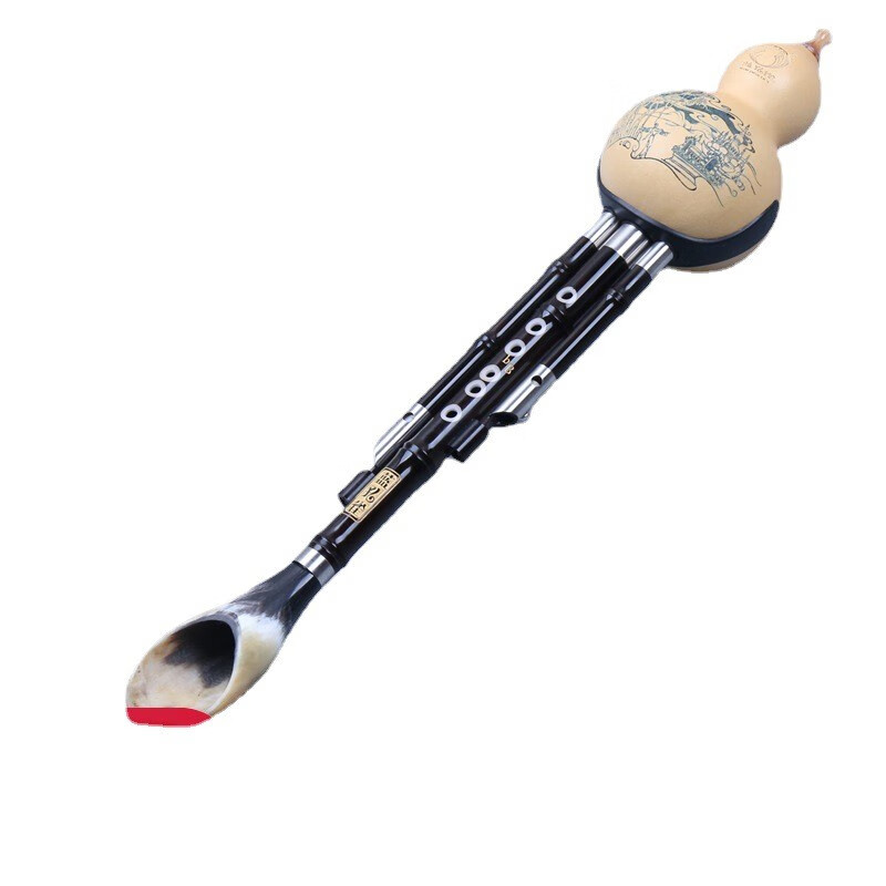 蓝孔雀葫芦丝 学生成人初学牛角木镶孔d c 降b g f调云南乐器 降b调