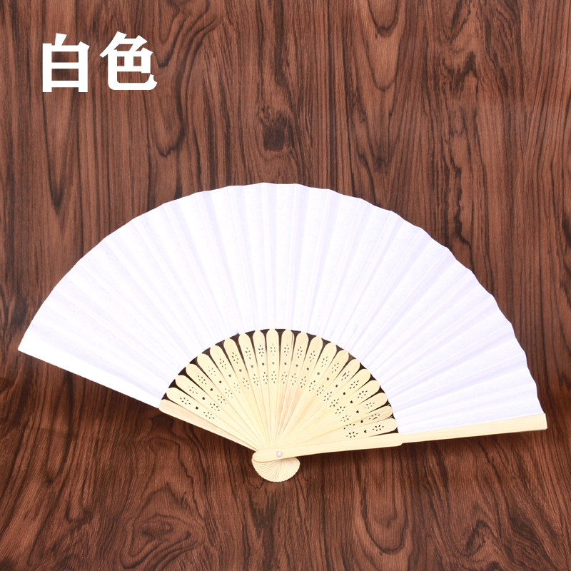 扇子折扇白扇儿童diy绘画扇子幼儿园手工制作画画小凉扇 7寸折扇 白色