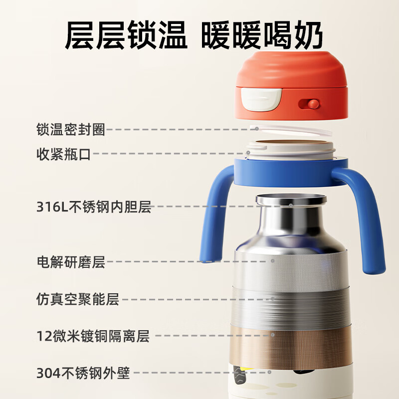 小土豆儿童保温杯大宝宝直饮吸管水杯学饮杯316不锈钢户外上学保温水杯 恐龙赛车手+硅胶围兜 300ml