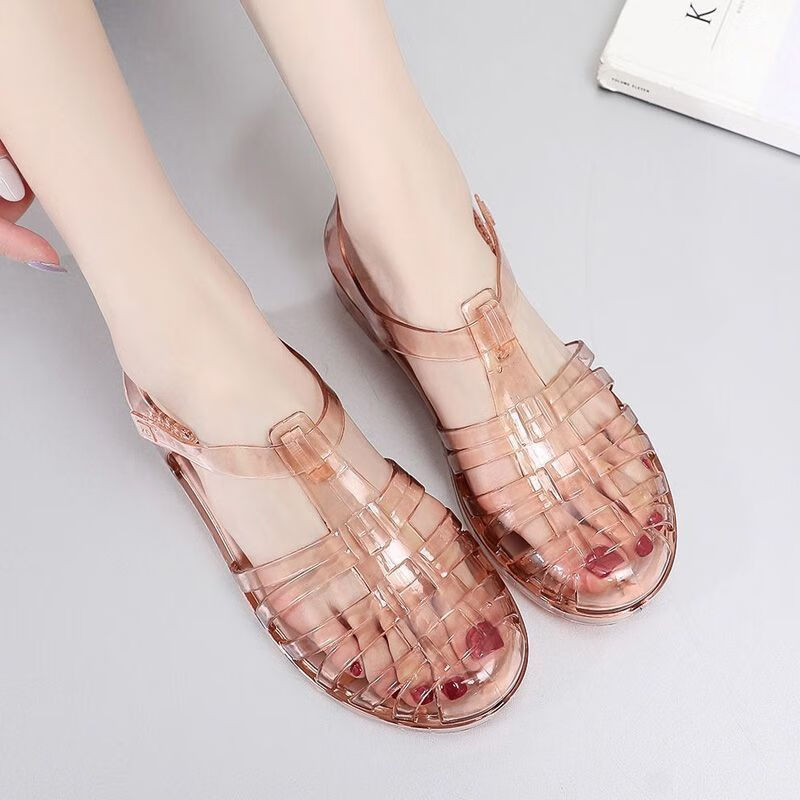 豹观(baoguan)塑料凉鞋女水晶果冻鞋女凉鞋浅口水晶凉鞋女夏季平底