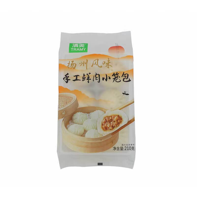 清美扬州风味手工鲜肉小笼包35g*6只/袋 早餐包子