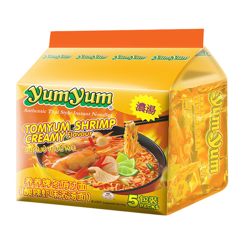 养养（YUMYUM）冬荫功酸辣虾味浓汤面350g 泰国进口速食方便面