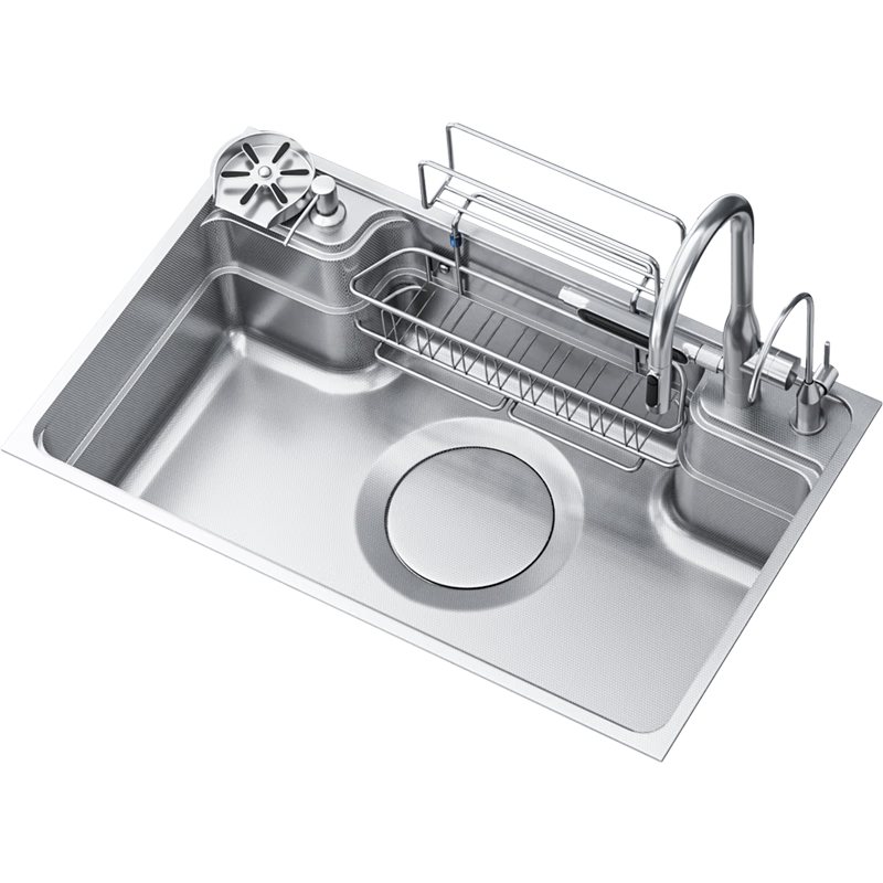浪鯨(SSWW)日式家用廚房水槽洗菜盆大單槽304不銹鋼洗碗槽臺(tái)上盆臺(tái)下盆TK4 7048配多功能水龍頭