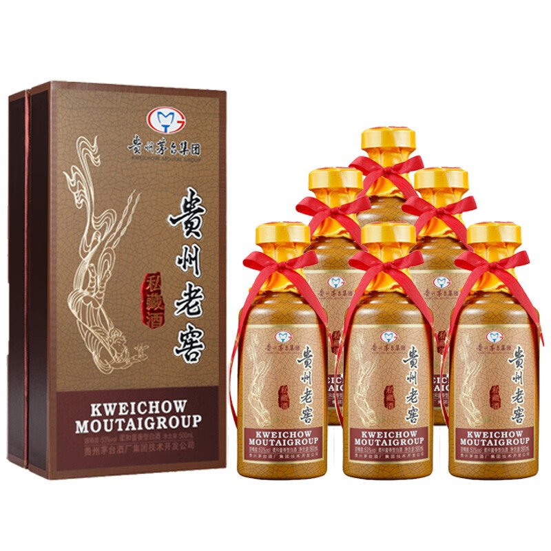 茅台集团贵州老窖酒53度柔和酱香型粮食白酒 500ml*6私藏酒整箱
