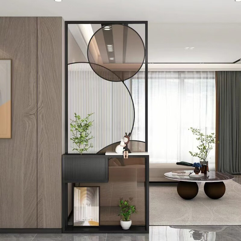 侠友 轻奢不锈钢屏风隔断钛金简约后现代客厅进户门金属玄关装饰镂空