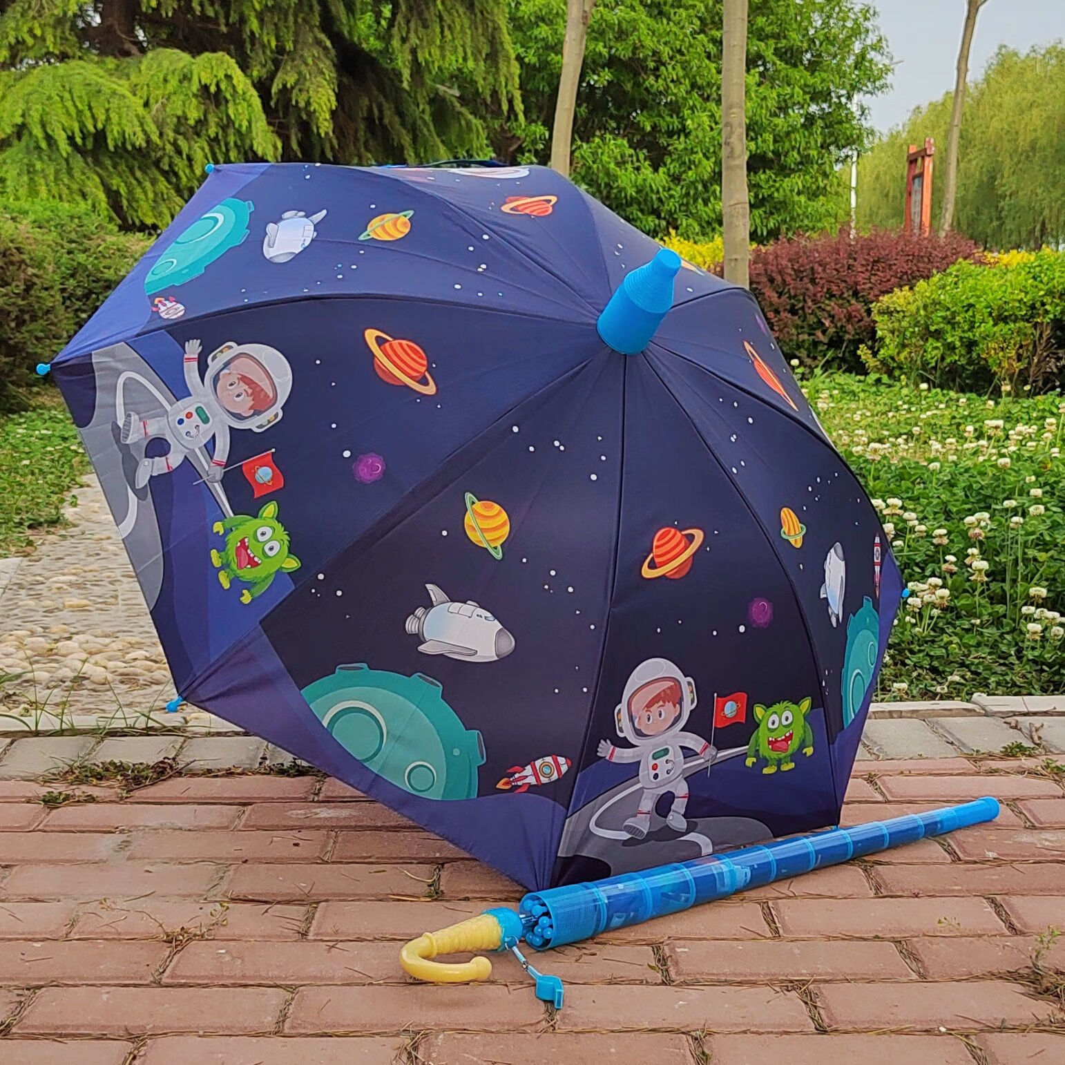 儿童雨伞 男孩小孩雨伞宝宝太空宇航员儿童雨伞卡通小学生幼儿园 镀铬