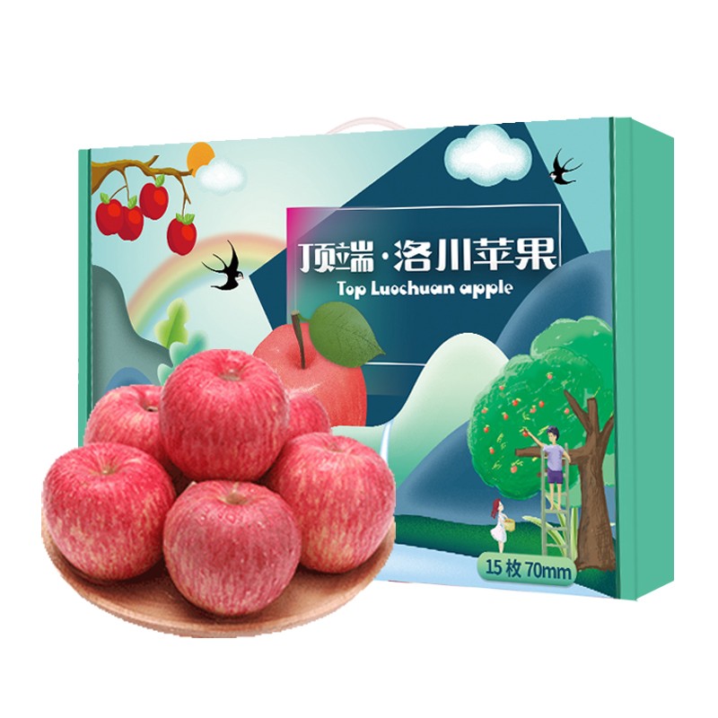 洛川苹果陕西时令水果红富士苹果礼盒装生鲜 15枚70mm鉴赏级苹果礼盒
