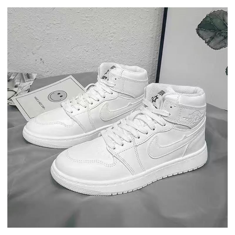 龙男鞋篮球运动鞋官网高邦板鞋莆田空军一号情侣休闲高帮鞋 aj白色 44