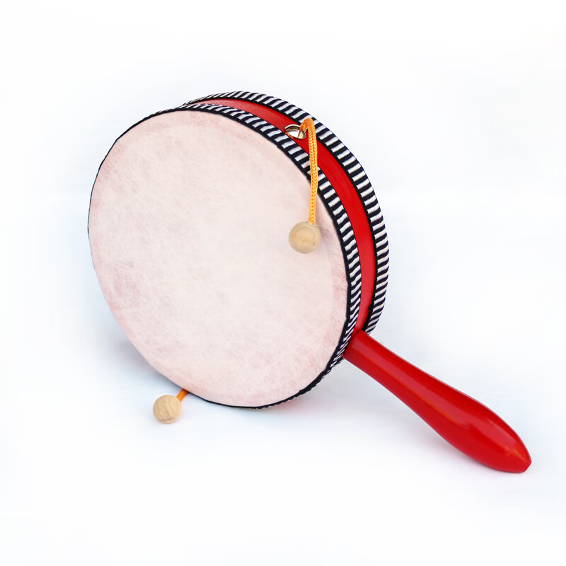 orff拨浪鼓羊皮鼓卡通手摇鼓儿童音乐玩具婴儿安抚玩具幼儿园音乐教具