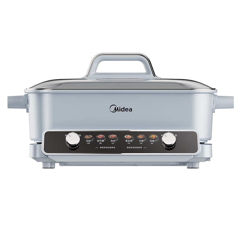 美的（Midea）电火锅 鸳鸯锅 火锅专用锅5分钟分区超薄速沸分体式0氟多功能锅电煮锅火锅锅HGS332288