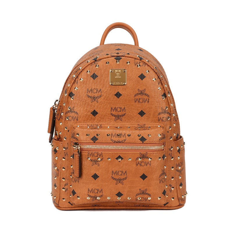 MCM 奢侈品 女士 Stark Visetos系列干邑色迷你印花logo双肩背包 MMKAAVE03CO001