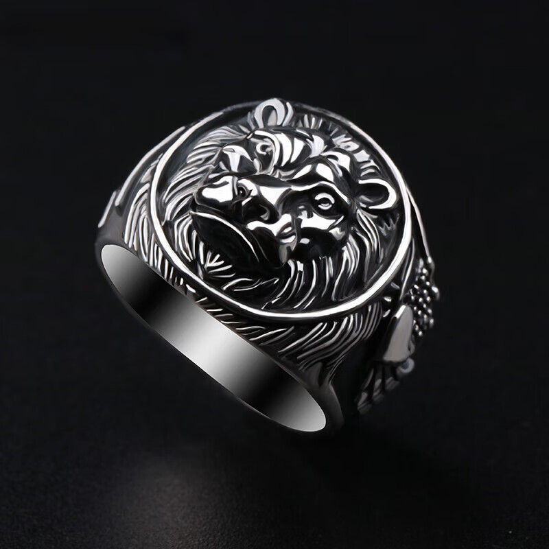 帛灵珍藏级 梓君925戒指男士个性霸气戒指欧美复古泰银戒指食指 25号