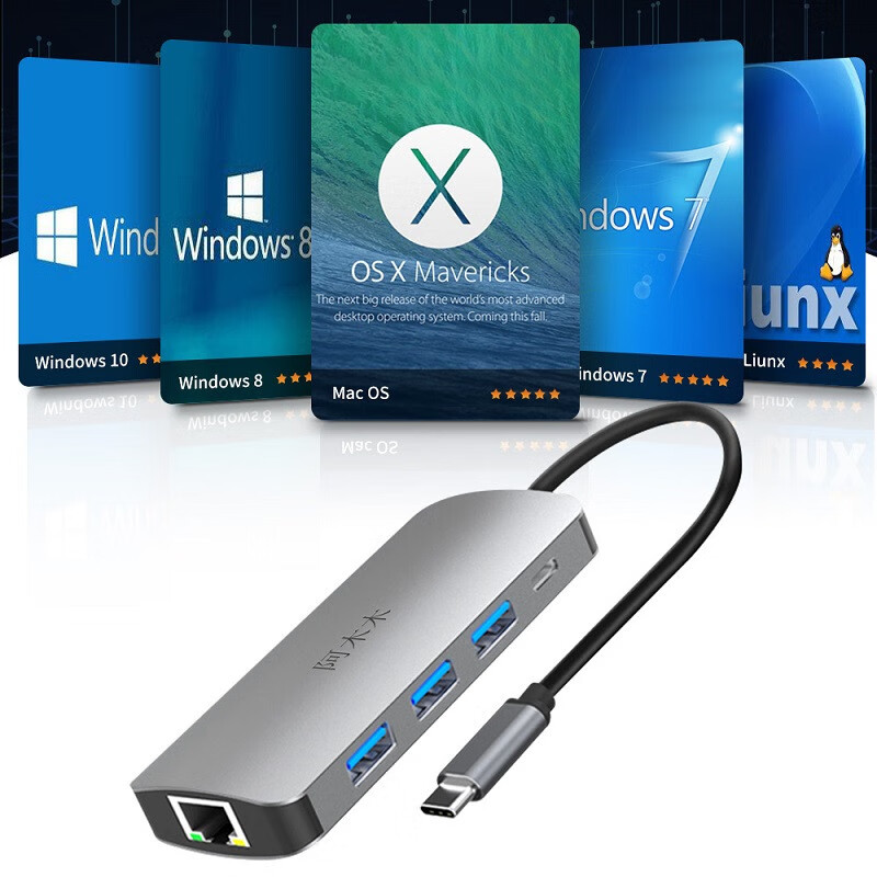 阿木木Type-C扩展坞USB-C雷电4拓展坞HDMI转换器4K30Hz网线转接头hub分线器读卡器适用苹果Mac笔记本电脑 八合一多功能扩展坞【支持PD充电】