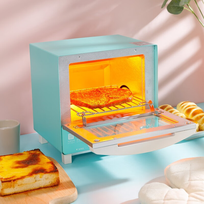 Finetek家用全自动烤箱7L 迷你烘焙小烤箱办公室家用智能烤箱桌面烤箱迷你烤箱 浅蓝色5L