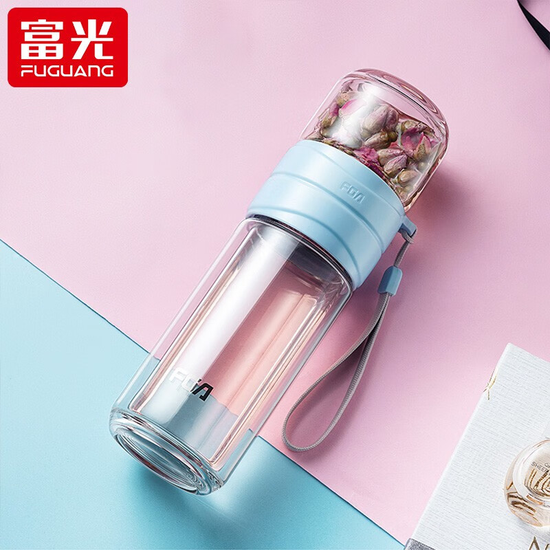 富光FGA双层玻璃杯茶水分离杯男女便携花茶杯耐热创意商务办公随手杯 蓝色使用感如何?