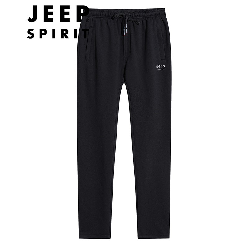 吉普JEEP 休闲裤男卫裤中青年运动裤直筒散口2022秋季长裤男裤子 CX2015 黑色 XL