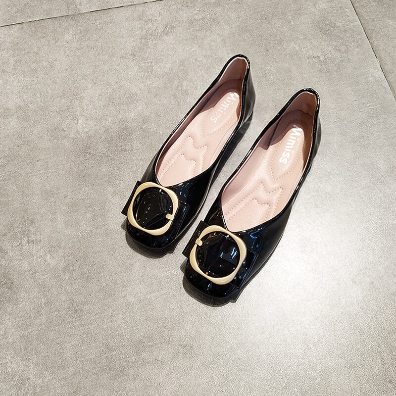 悠扉岚瓢鞋女小码船鞋女夏软酒红色单鞋春韩版百搭平底豆豆鞋浅口工作