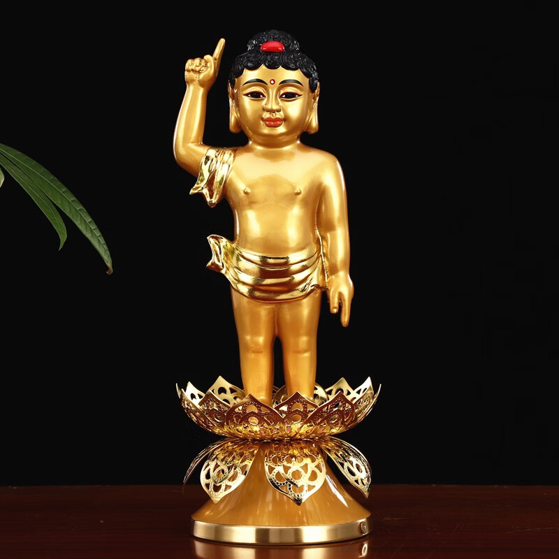 紫龙轩 铜雕太子浴佛 手工掐丝景泰蓝珐琅彩 大号浴佛盆 九龙喷水太子