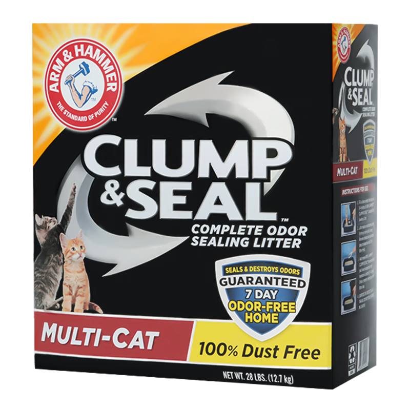 艾禾美（ARM&HAMMER）【黑盒红标14磅】艾禾美猫砂进口矿石除臭钠基膨润土进口铁锤猫砂 【红标多猫款/约6.35kg】