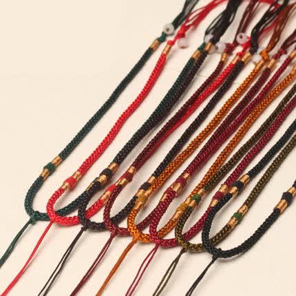 男女款吊坠绳玉佛观音坠玉佩挂绳手工翡翠项链绳子编织红绳 01 咖啡色