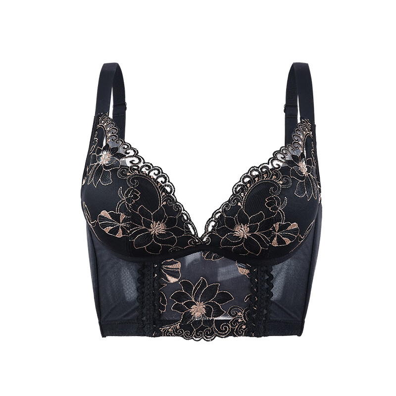 都市无钢圈收副乳薄款防下垂内衣女调整型大胸显小 赫本黑 32/70abc