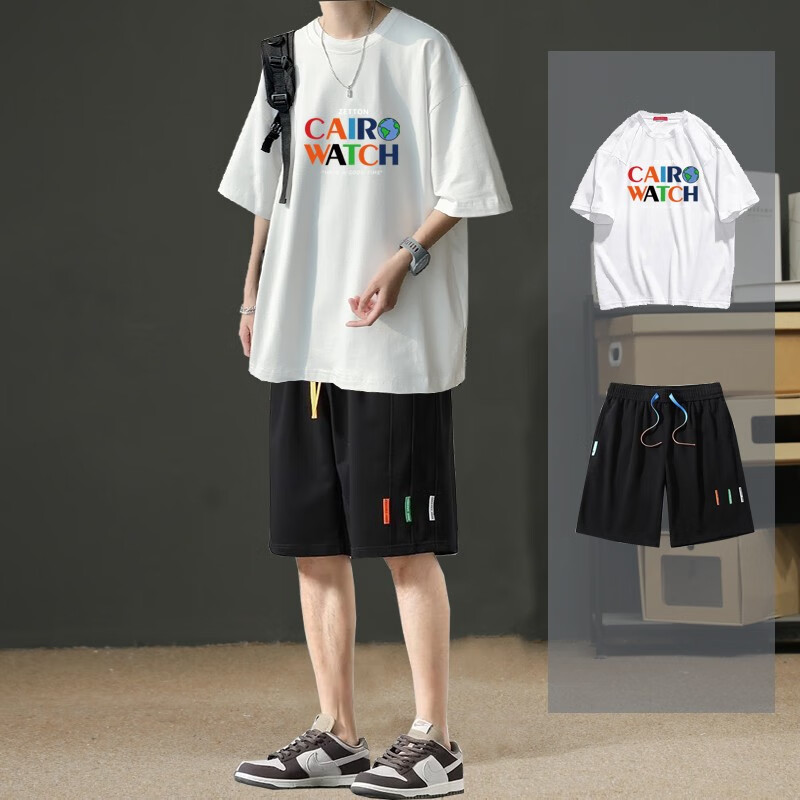 鲁邦爵18-24岁高中生大学生男生穿的生夏装士潮流两件套痞帅套装装穿