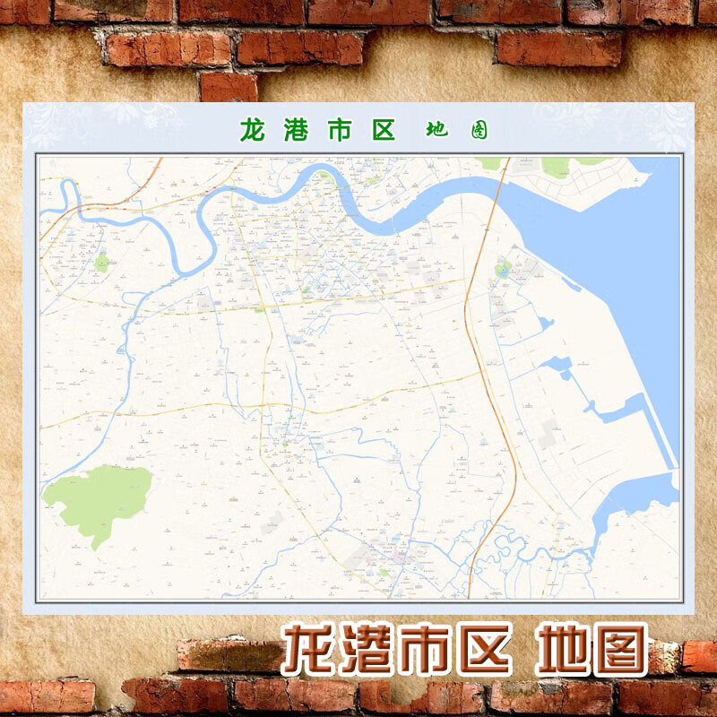 超大巨幅龙港市区地图墙贴定做城市城区海报2023新版装饰画芯 龙港