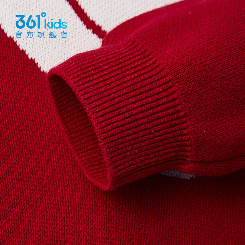 361°童装儿童圆领仿毛衫男女童冬季新款小童时尚保暖童趣毛衣 海港红 101cm