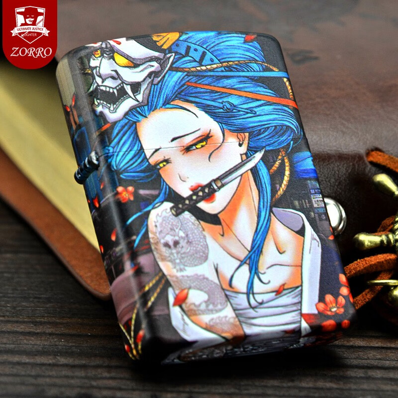 佐罗(zorro)织田美女网红打火机防风煤油彩印定制生日情人节礼物送男