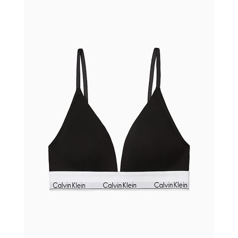 Calvin Klein CK内衣女士三角杯性感深V运动无钢圈带胸垫吊带内衣QF5650 黑色Black L 适合75D/80B/80C/85A