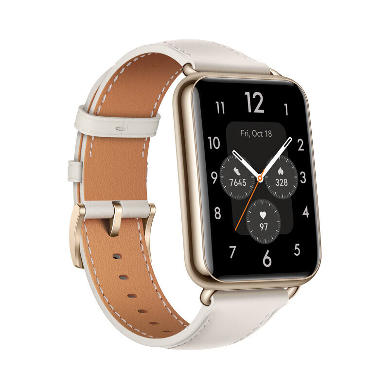 华为（HUAWEI）【送女神礼物推荐】华为手表Watch Fit女士款运动2代智能睡眠游泳NFC女友礼物血氧监测97种运动模 蓝牙电话-月光白-晒单送玫瑰金钢带