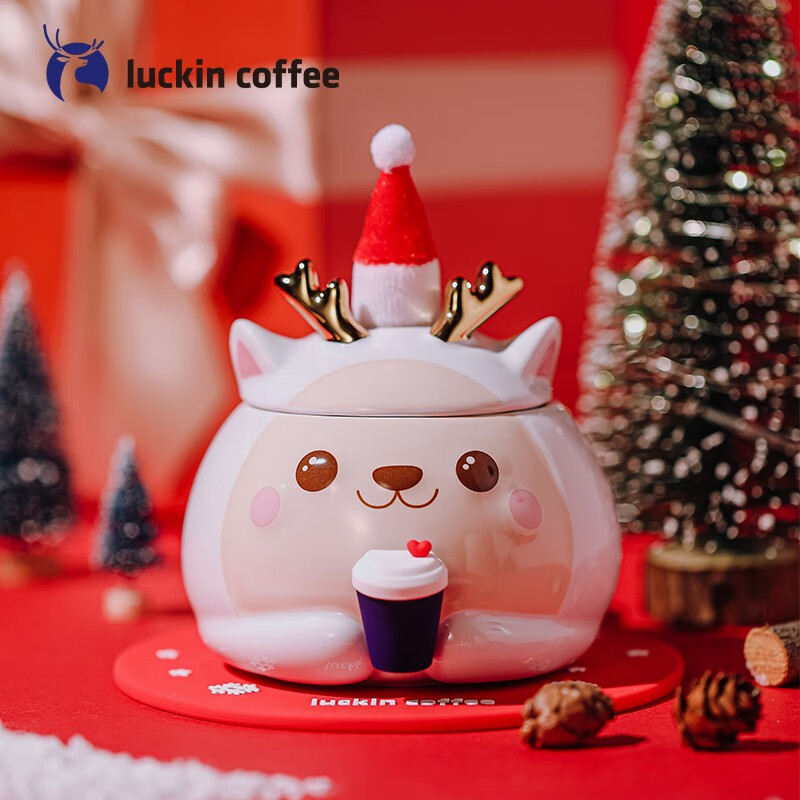 luckin coffee瑞幸咖啡 LUCKY圣诞限定款陶瓷马克杯咖啡杯圣诞礼物茶杯水杯玻璃杯子男女 LUCKY脑洞大开杯