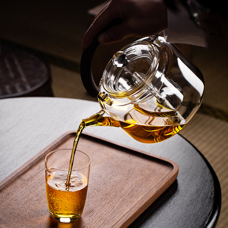 塔驰密司（touchmiss）日式玻璃煮茶壶煮茶器茶水分离蒸煮一体茶壶防烫家用电陶炉烧水壶 星空提梁壶_度给电陶炉