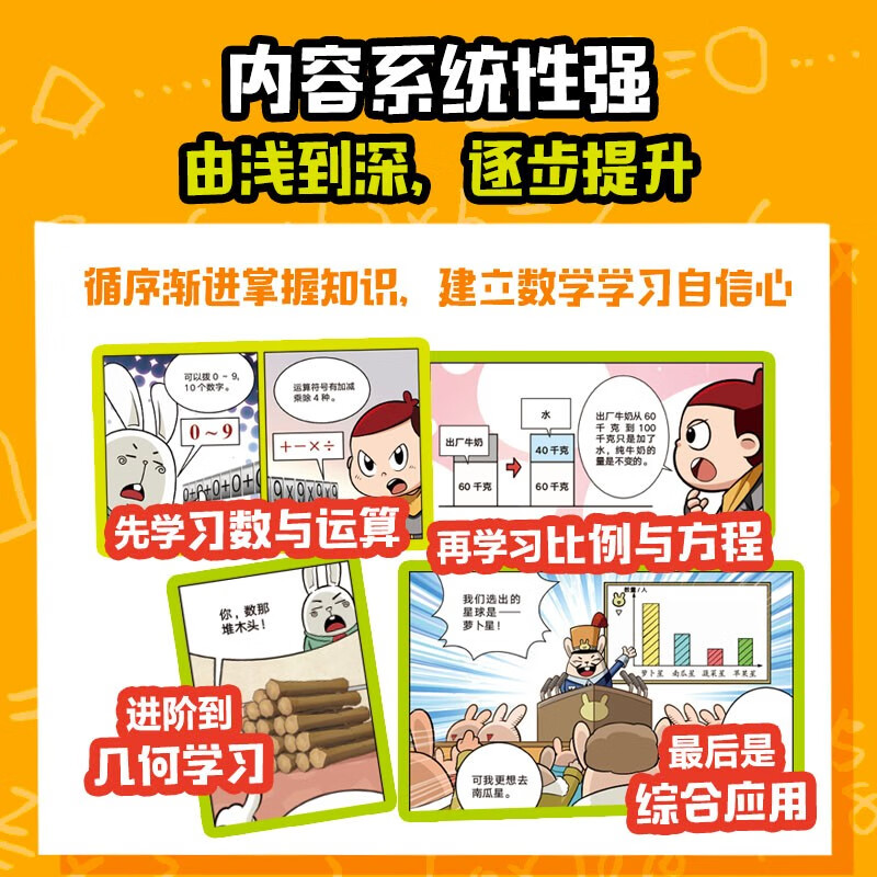 小学生超喜欢的漫画数学（全4册）数学+冒险+漫画=快乐！在妙趣横生的冒险故事里闯关【5-10岁】 阿优文化著 儿童科普详情图