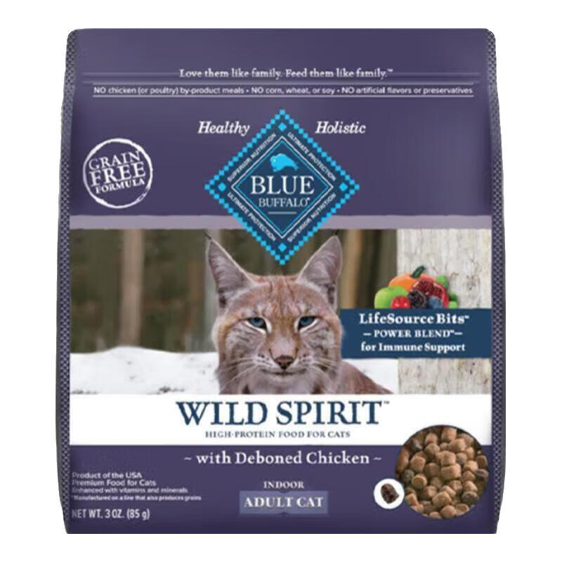 Blue Buffalo有效期至26年2月蓝挚进口高蛋白无谷防软便宠物主粮鸡肉成猫粮 鸡肉成猫粮85g