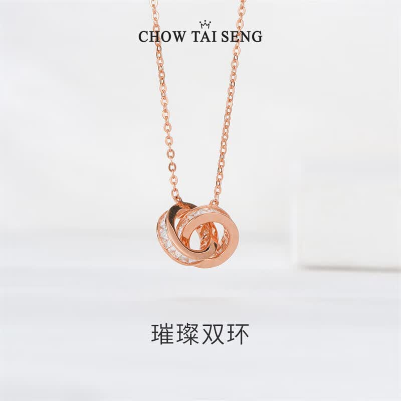 周大生双环锁骨链银项链时尚饰品ins小众设计送女友礼物送女友怎么看?